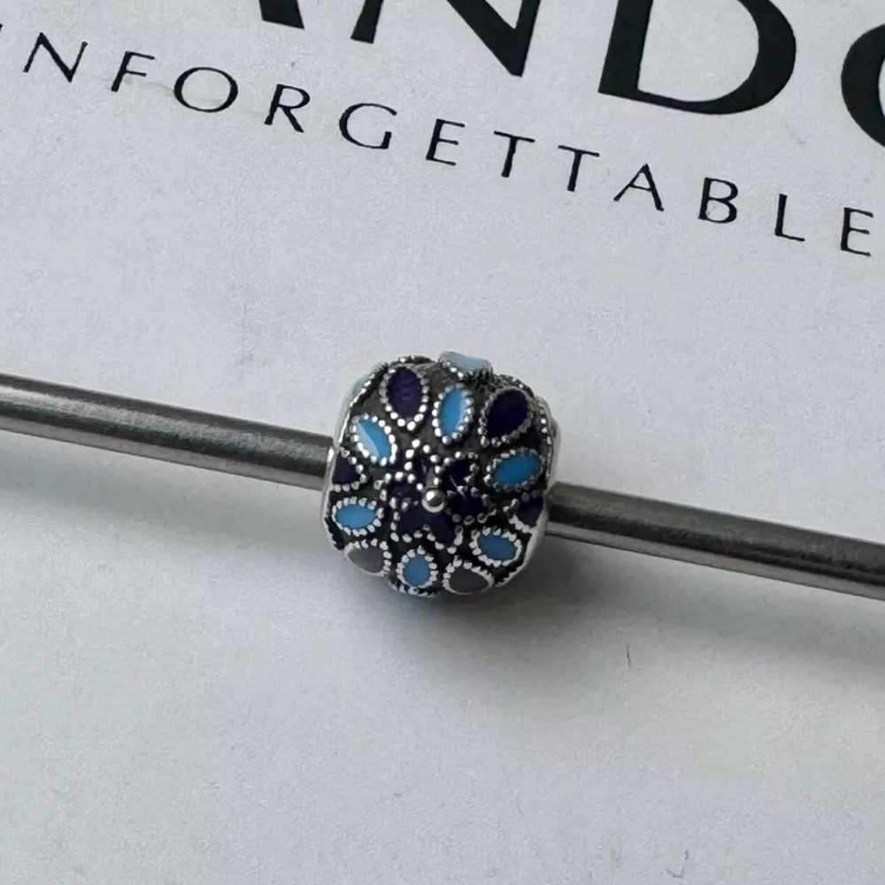 Pandora Cathedral Rose Blue Enamel Charm